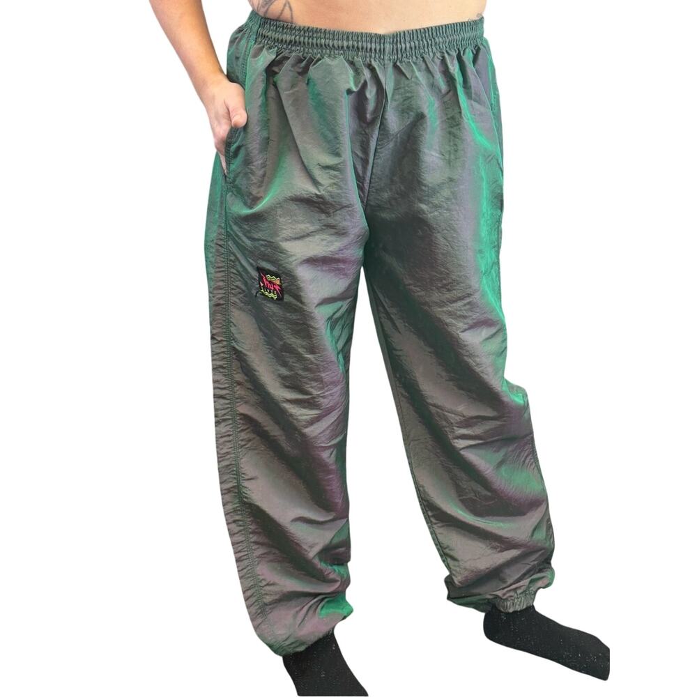 Vintage Surf Style Nylon Jogger Iridescent Track Pants Men’s large